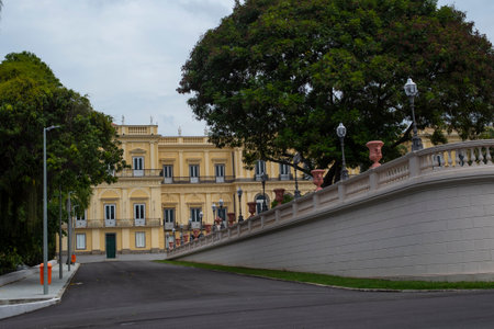 Rio, Brazil - April 07, 2023, Quinta da Boa Vista is a municipal park in the Imperial Quarter of Sao Cristovao, view of the national museum which is under construction after the fireのeditorial素材