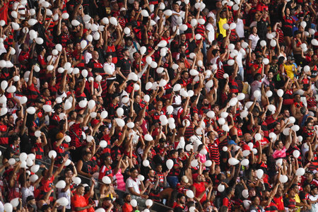 Rio, Brazil - April 26, 2023, Fans in match between Flamengo vs Maringa by Brazilian Cup, group stage in Maracana Stadiumのeditorial素材