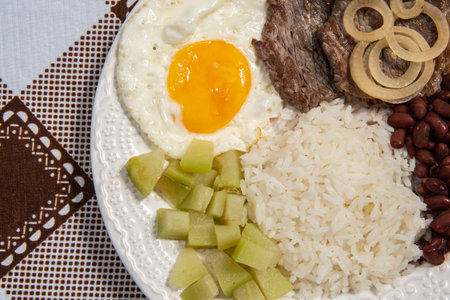 typical brazilian food plate seen from aboveの写真素材