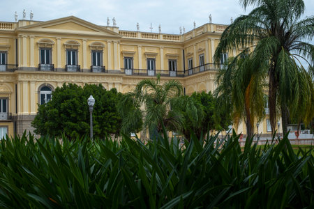 Rio, Brazil - April 07, 2023, Quinta da Boa Vista is a municipal park in the Imperial Quarter of Sao Cristovao, view of the national museum which is under construction after the fireのeditorial素材