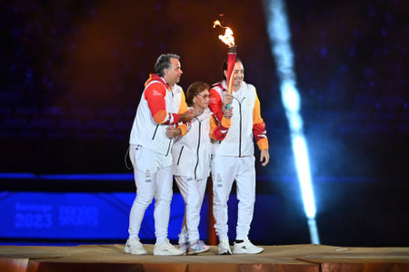Santiago, Chile - October 20, 2023, Opening ceremony of the 2023 Pan American Games taking place this Friday night (20), at the Julio MartÃ­nez Pradanos National Stadium in Santiago de Chile.のeditorial素材