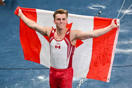 Rio, Brazil - October 20, 2023, Men's Artistic Gymnastics at the 2023 Pan American Games that took place on the afternoon of this Monday (23), at the collective sports center. oilci Felix (CAN) gold medalのeditorial素材