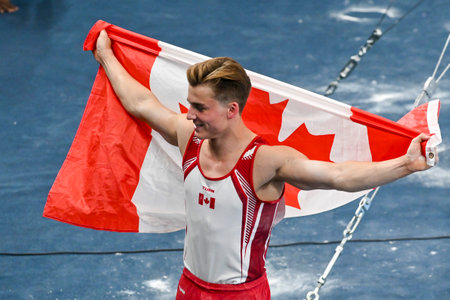 Rio, Brazil - October 20, 2023, Men's Artistic Gymnastics at the 2023 Pan American Games that took place on the afternoon of this Monday (23), at the collective sports center. oilci Felix (CAN) gold medalのeditorial素材