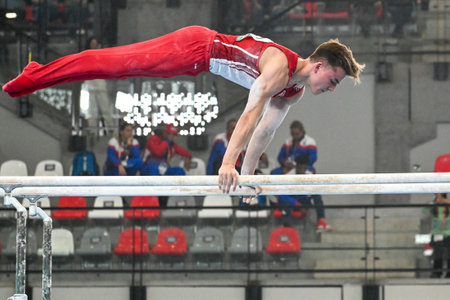 Rio, Brazil - October 23, 2023, Men's Artistic Gymnastics at the 2023 Pan American Games that took place at the collective sports center. Dolci Felix (CAN) gold medalのeditorial素材