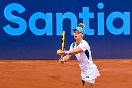 Santiago, Chile, October 27, 2023, Laura Pigossi during the 2023 Pan American Games in Santiago de Chile on the central court, in the quarter finalのeditorial素材