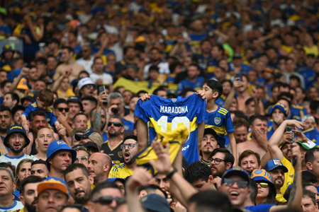Rio, Brazil - November 04, 2023, Fans in match between Fluminense (BRA) x Boca Juniors (ARG) held at MaracanÃ£ Stadium by final game Libertadores Cupのeditorial素材