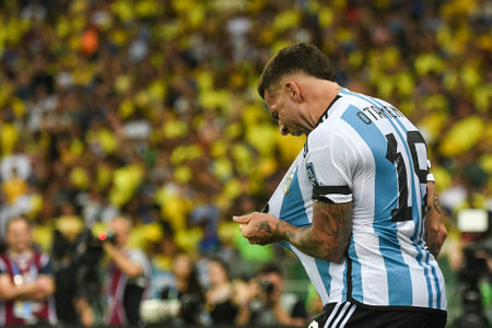 Rio, Brazil - November, 21, 2023, Otamendi player in match between Brazil x Argentina in the sixth round of the FIFA World Cup qualifiers at Maracana Stadiumのeditorial素材