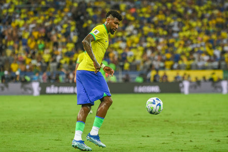 Rio, Brazil - November, 21, 2023, Emerson Royal player in match between Brazil x Argentina in the sixth round of the FIFA World Cup qualifiers at Maracana Stadiumのeditorial素材