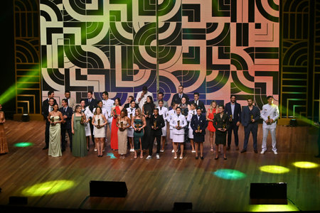 Rio, Brazil - December 15, 2023, Brazil Olimpico 2023 award ceremony in the city of arts. The winners groupのeditorial素材