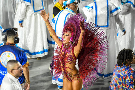 Rio, Brazil - february 12, 2024: Parades of the samba schools Vila Isabel of the special group,...
