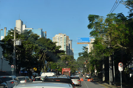 Curitiba, Brazil - April 20, 2023: Panoramic street view, skyline in a morning dayのeditorial素材