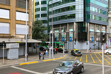 Santiago, Chile, October 22, 2023, city view showing the architecture of the buildingsのeditorial素材