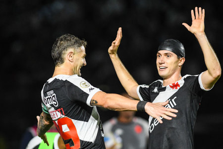 Rio, Brazil - July 10 2024: Lucas Piton and Vegetti player in match between Vasco da Gama vs Corinthians by the Brazilian Championship, 16th round in Sao Januario Stadiumのeditorial素材