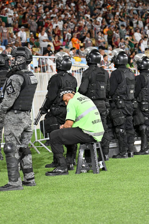Rio, Brazil - November 27, 2025: security and the police during the game between Fluminense 6 x 0...