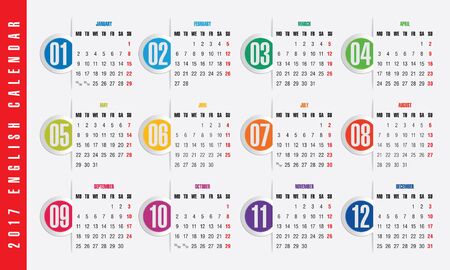 Vector crafted calendar of 2017. Monthly applications were prepared.のイラスト素材