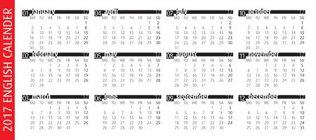 Vector crafted calendar of 2017. Monthly applications were prepared.のイラスト素材