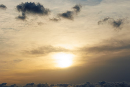 Beautiful sunset sky with clouds background.Sky with clouds weather nature cloud blueの写真素材