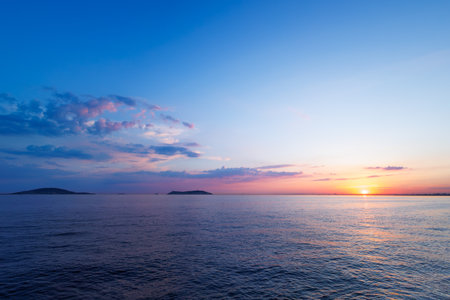 Sunset on the sea. Beautiful sunset over the sea. Sunset over the sea.の写真素材