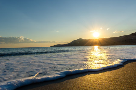 Sunset on the beachの写真素材