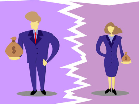 Payment gap between man and woman. Fit for business issue, gender gap, social issue, etc.のイラスト素材