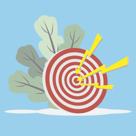 Hit the target. Three arrows hit the target. Business goalsのイラスト素材