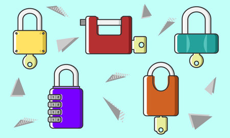 Various types of padlocks. Doodleのイラスト素材