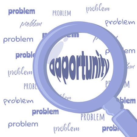 Seeing opportunity in the midst of many problems. Suitable for business illustrationのイラスト素材