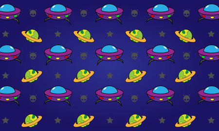 UFO and Saturn Background. Suitable for children's productsのイラスト素材