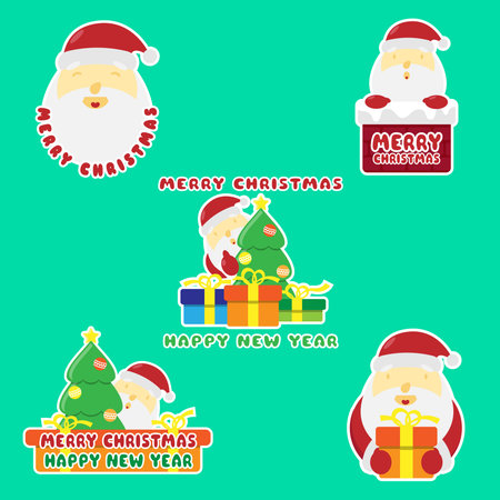 Set of Santa Clause Christmas stickers. Suitable for Christmas's products and eventsのイラスト素材