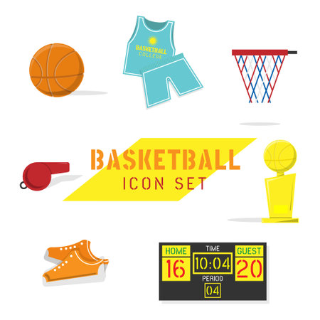 Basketball icon set. Suitable for news illustrationのイラスト素材