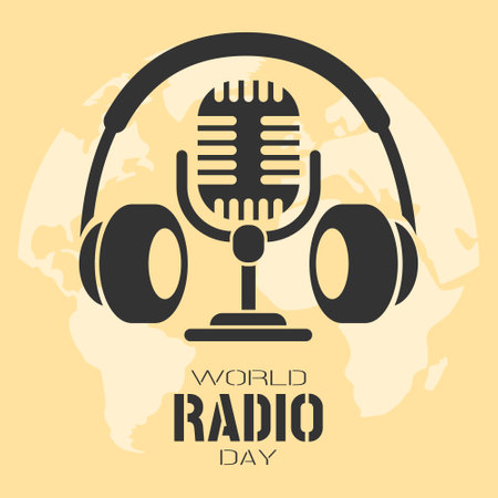 World radio day greeting card. Suitable for radio day's eventのイラスト素材