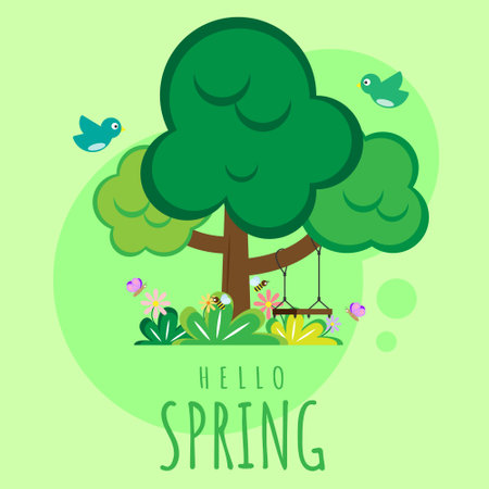 Hello spring greeting card. Suitable for seasonal event of productのイラスト素材
