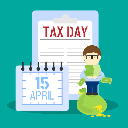 Tax day illustration concept. Suitable for news illustrationのイラスト素材