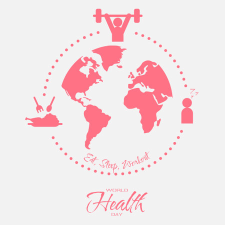 Happy World Health Day with cycles of healthy activity in the world. Suitable for world health day eventsのイラスト素材