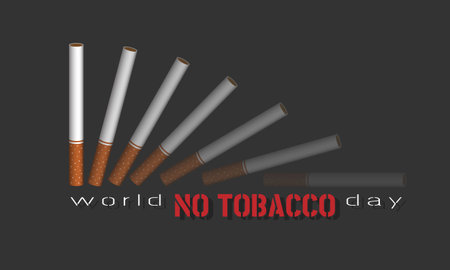 World NoTobacco Day with a row of cigarettes that fell and slowly disappearedのイラスト素材