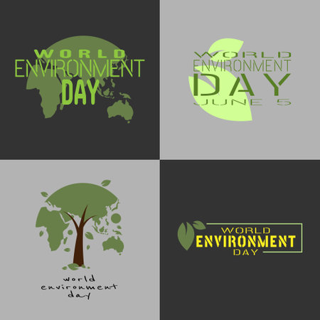 World Environment Day logo in different typesのイラスト素材