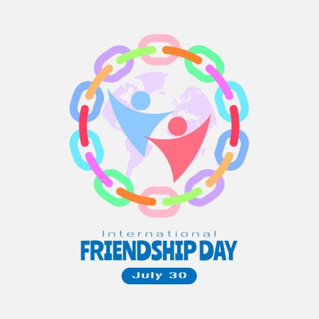 International Friendship Day logo with the chain forms a circle which symbolizes the bond foreverのイラスト素材