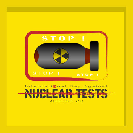 International Day Against Nuclear Tests Logo in yellow colorのイラスト素材