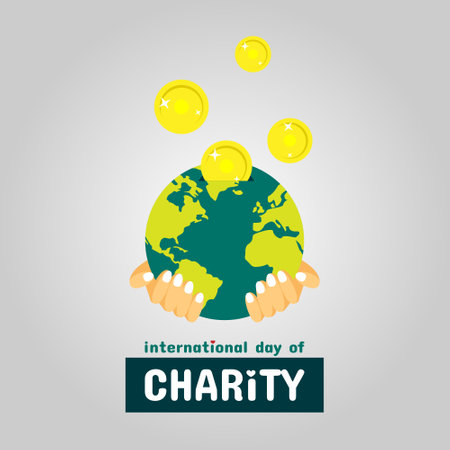 International Day of Charity Greetings with illustration of donate on earthのイラスト素材