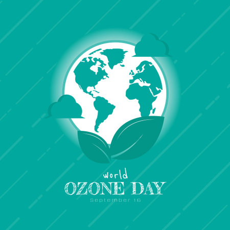 World Ozone Day Logo with ecology on earth conceptのイラスト素材