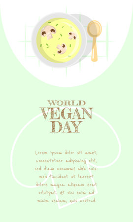 World Vegetarian Day Template with mushroom soupのイラスト素材