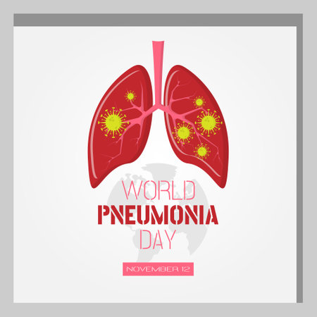 World Pneumonia Day poster with virus infected lungsのイラスト素材
