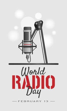 World Radio Day poster with microphoneのイラスト素材