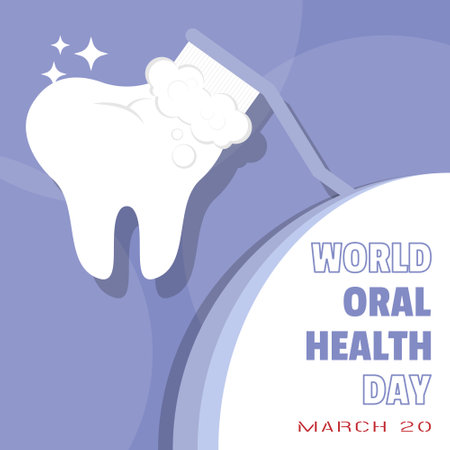 World Oral Health Day poster with brushed teethのイラスト素材