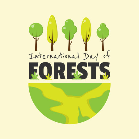 International Day of Forests poster with trees on earthのイラスト素材