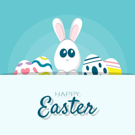 Happy Easter poster with cute bunnyのイラスト素材