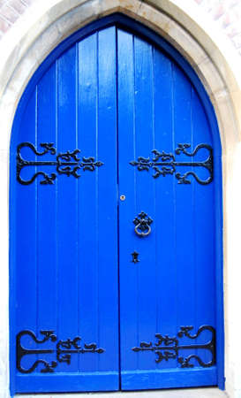 Blue church doorsの写真素材