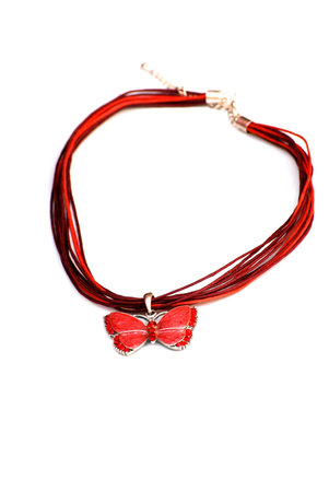 red butterfly necklaceの写真素材