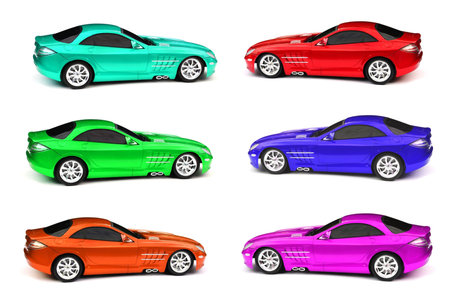 coloured toy carsの写真素材