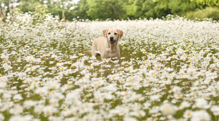 in the daisiesの写真素材